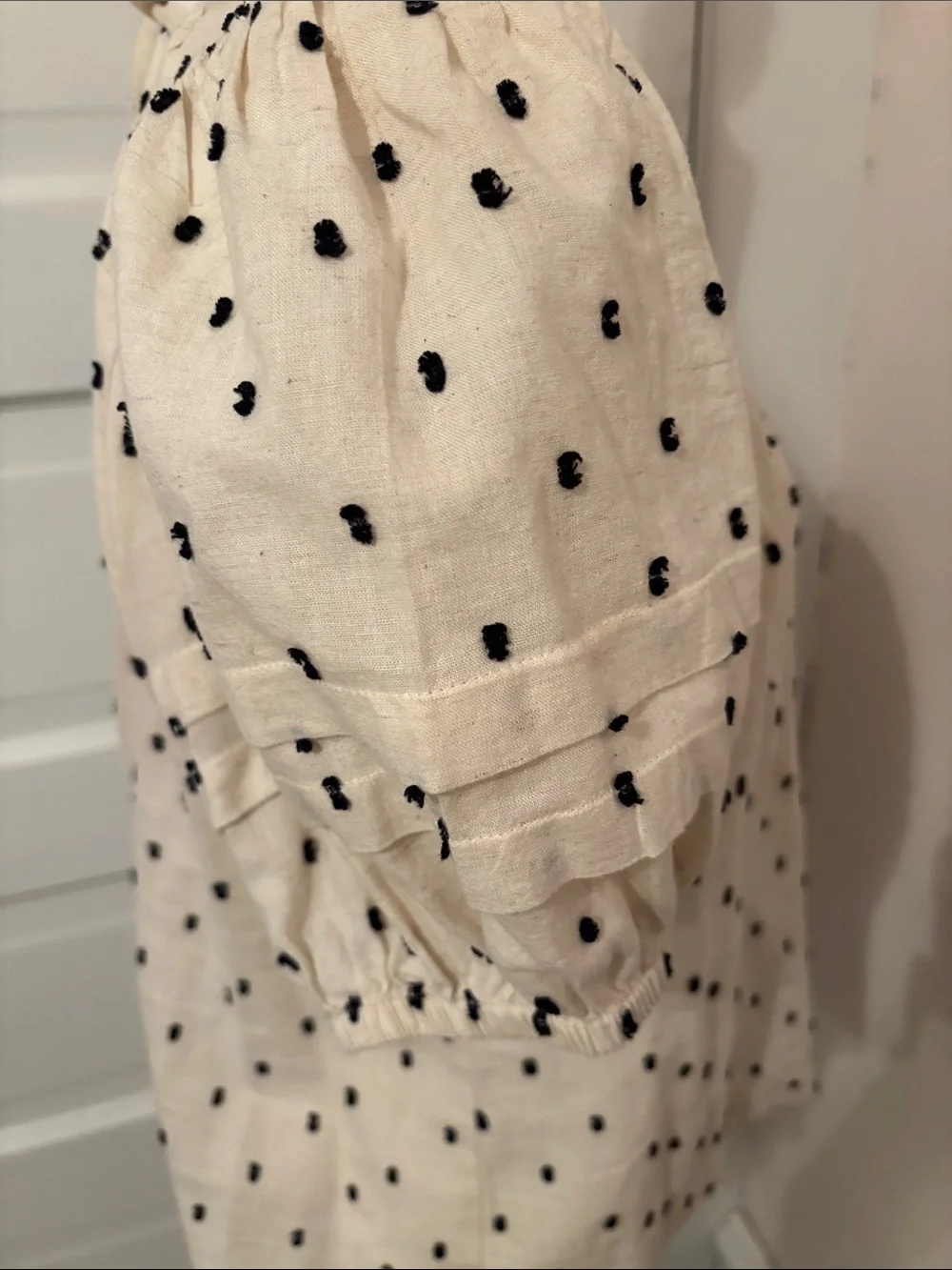 Madewell Ivory Blouse with Black Dot Embroidery